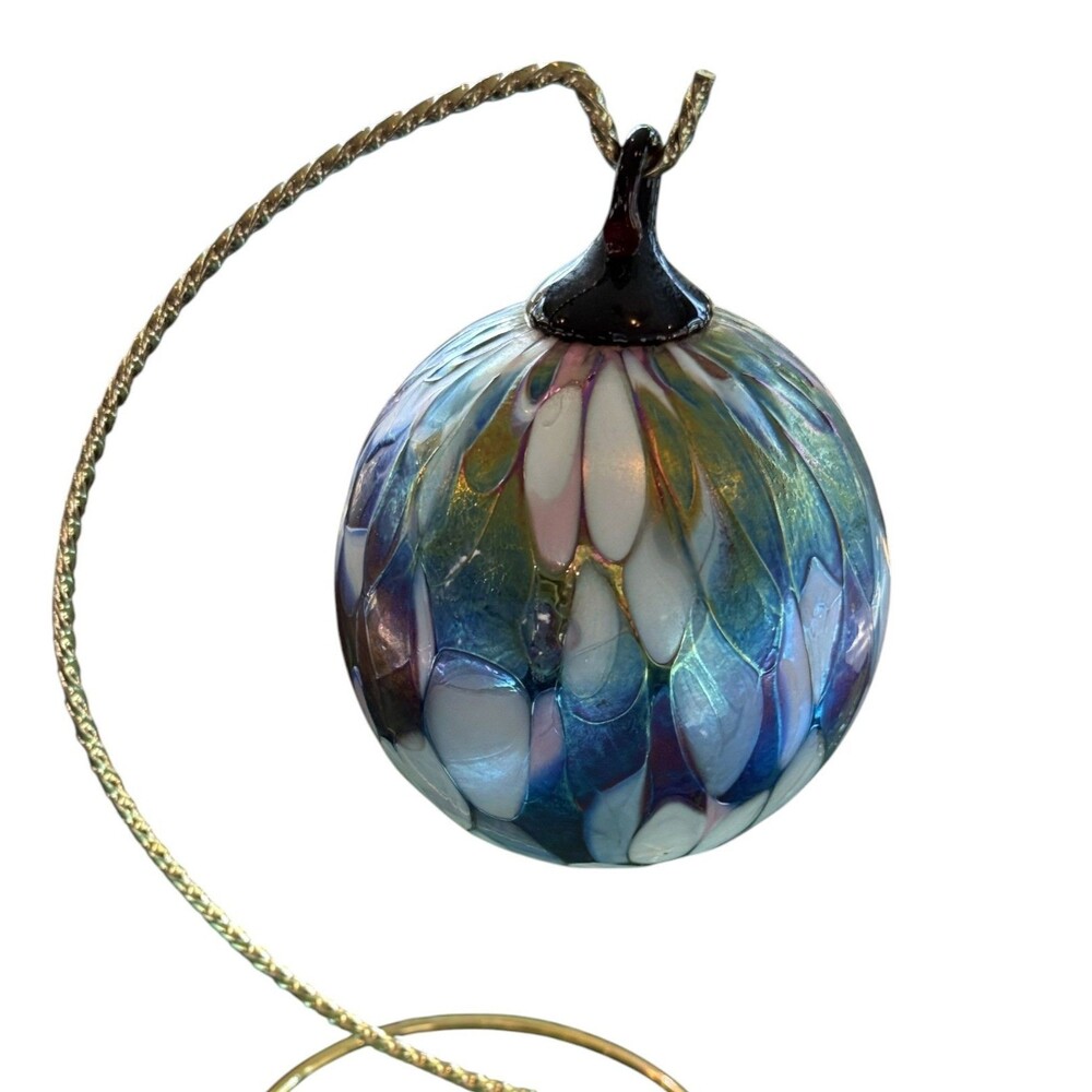 Mt. St. Helens Volcano Ash Art Glass Ball Sphere Ornament 3in